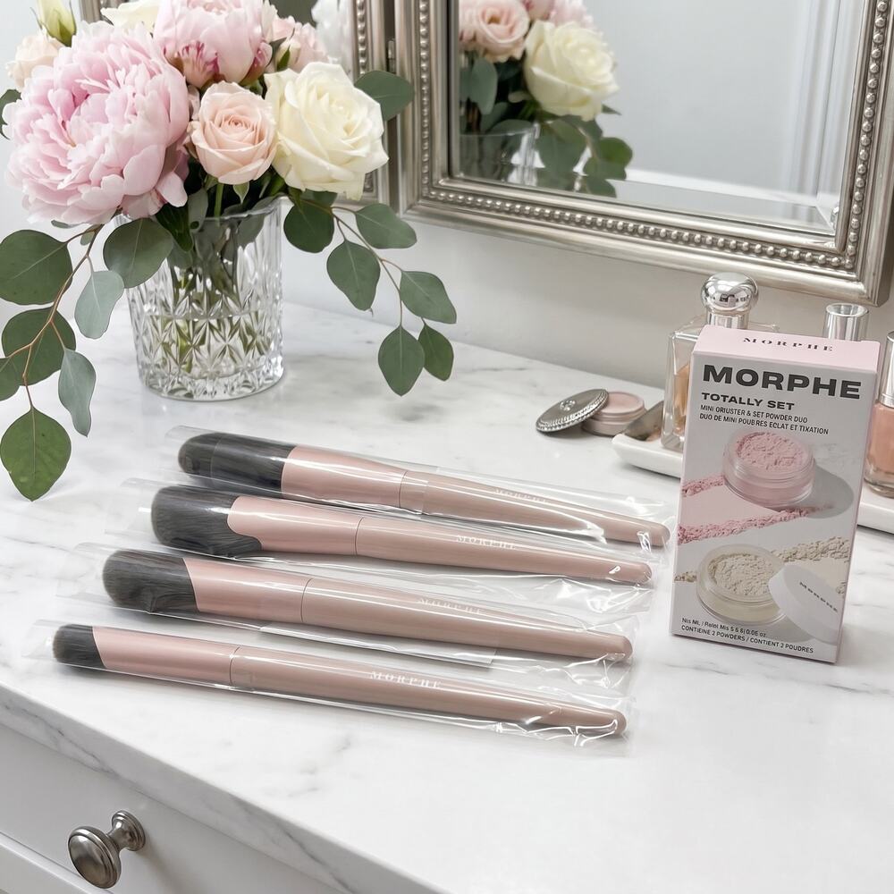 6 Piece Morphe Totally Set Brush Collection & Mini Powder Duo NIB